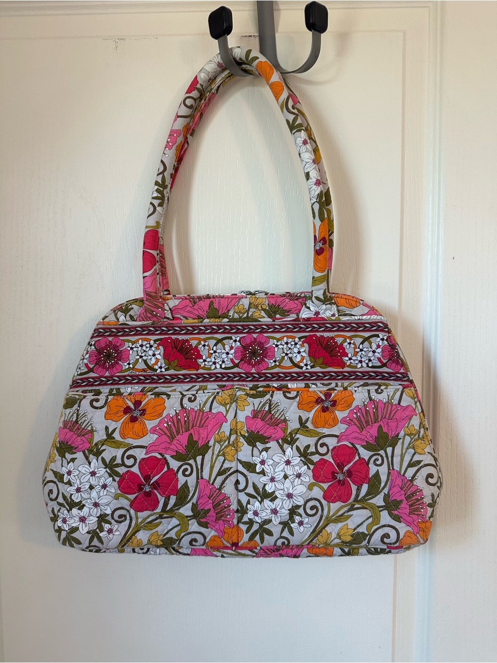 Vera Bradley Floral Quilted Shoulder Bag in Pink, Orange and White